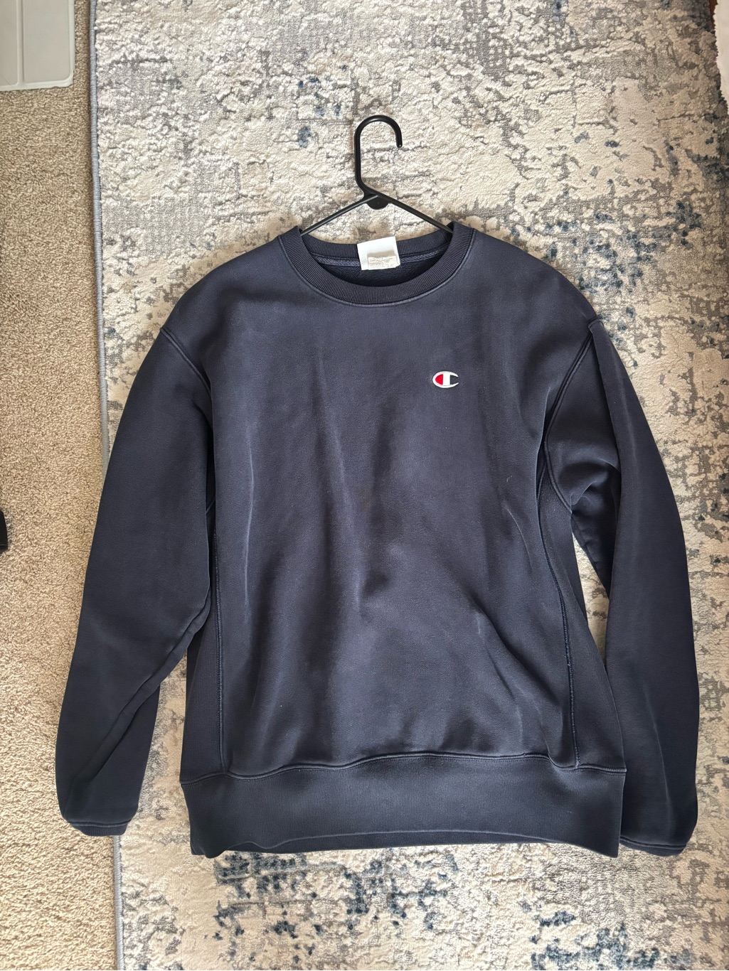 Champion Men's Dark Navy Crewneck Sweatshirt With Embroidered Logo
